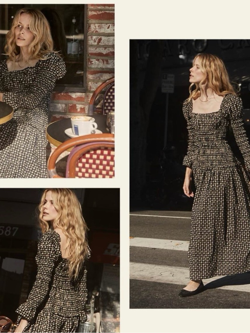 DOEN Bellamy - Smocked Long-Sleeve Maxi Dress in Black Floral